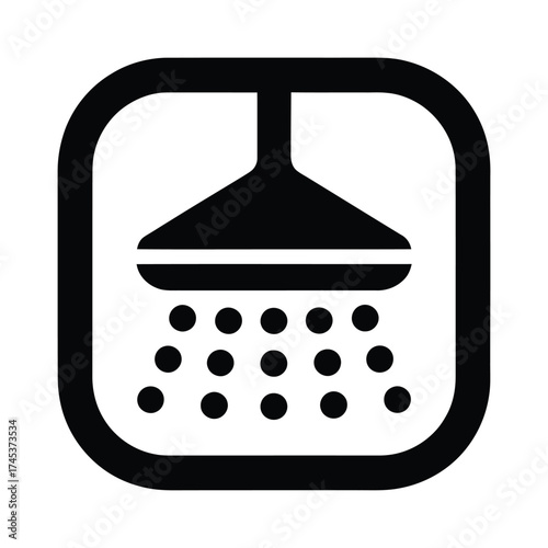 Shower Head Water Droplets Bath Icon