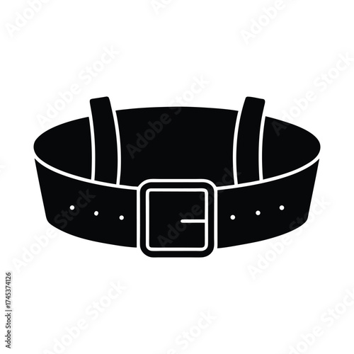 Detailed Vector Silhouette of a Belt with Buckle