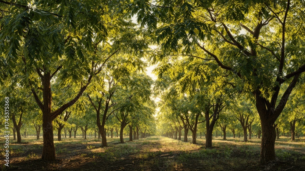 Fototapeta premium English walnut field at Dawn