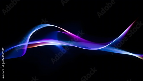 Abstract flowing light trails with vibrant colors on a black background