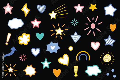 Collection of Hand Drawn Decorative Elements for Digital Design Projects