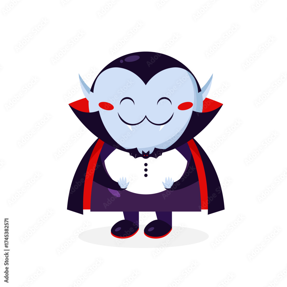 Fototapeta premium Cartoon Dracula vampire character is shy. Dracula icon. Vector illustration
