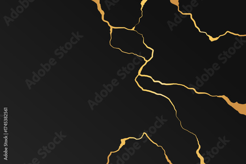 Golden Kintsugi repairing Japanese art background. Vector illustration