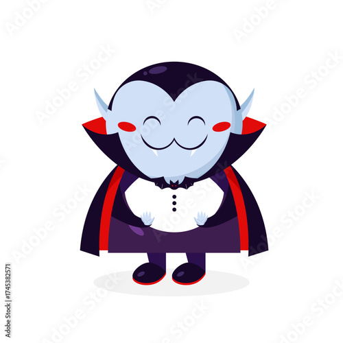 Cartoon Dracula vampire character is shy. Dracula icon. Vector illustration