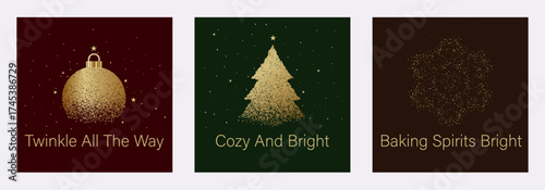 Christmas Square Poster Banner Background Flyer Set Design.