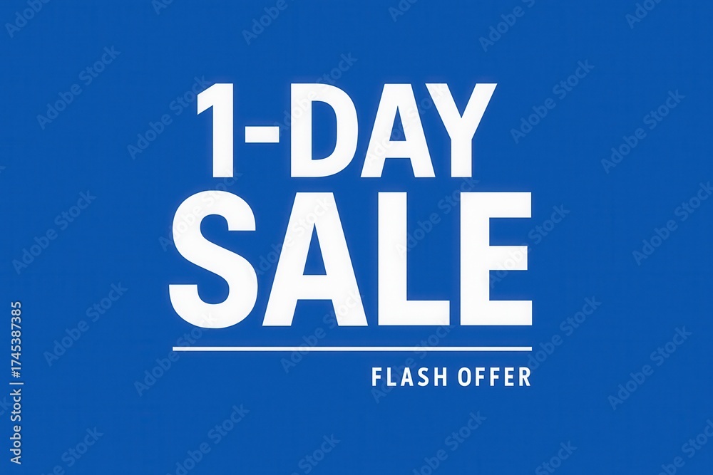 Obraz premium Attention-grabbing banner with 1-DAY SALE and FLASH OFFER, vibrant promotional style, compelling retail discount announcement.
