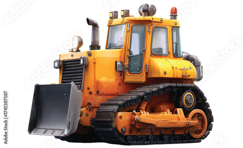 Powerful yellow bulldozer ready for heavy construction work, a symbol of strength and industrial progress perfect for infrastructure and development projects