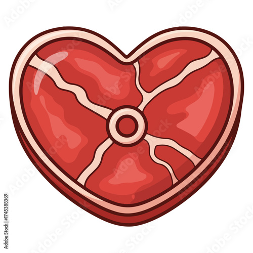 Cartoon Love Steak Food Vector Illustration