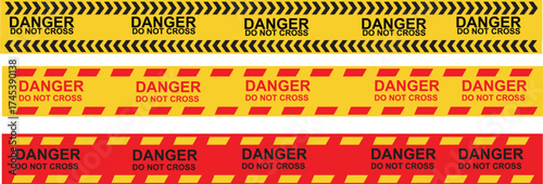 Danger Zone Border Vector Collection. Protective Zone Warning Stripes, Security Barrier, Alert Signal Tape