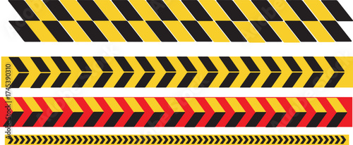 Industrial Caution Tape Pattern Set. For use Construction ,Safety Hazard Tape Alert Signal. 