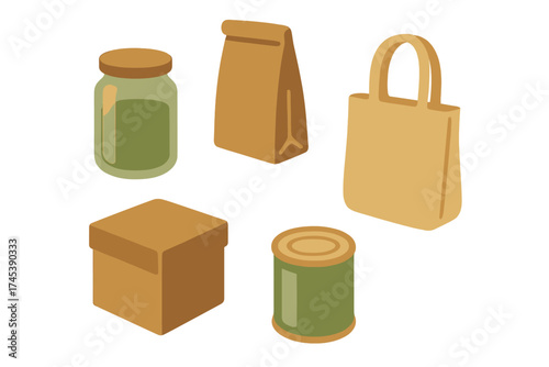 Eco-friendly reusable food storage containers and grocery packaging assortment
