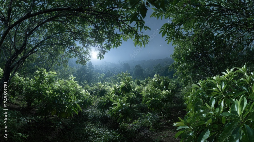 Obraz premium Moonlit Soursop field Silver Serenity