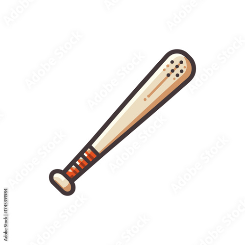 A wooden baseball bat resting on a white background, ideal for sports-related content