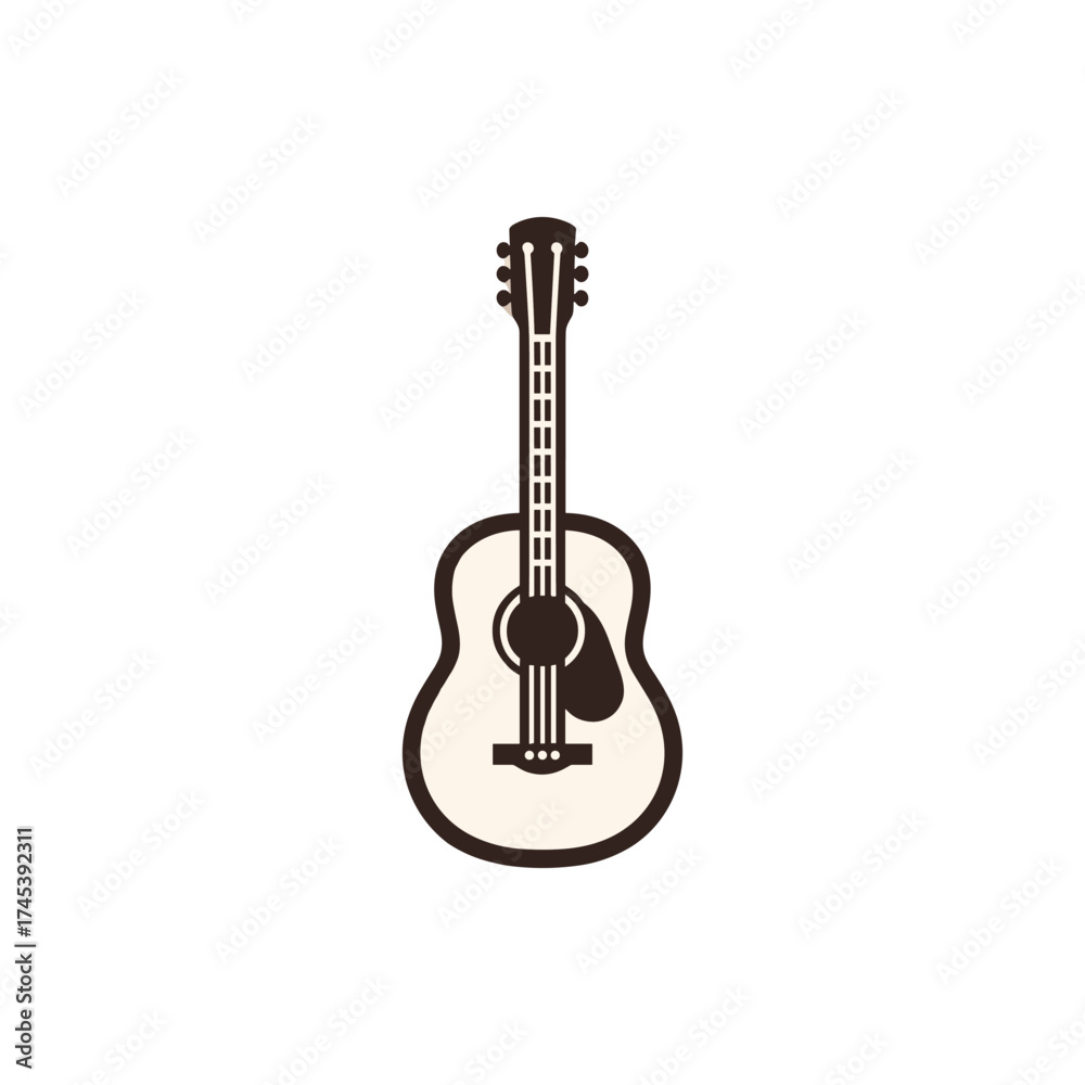 Fototapeta premium Acoustic guitar illustration showcasing its elegant design against a minimalist background