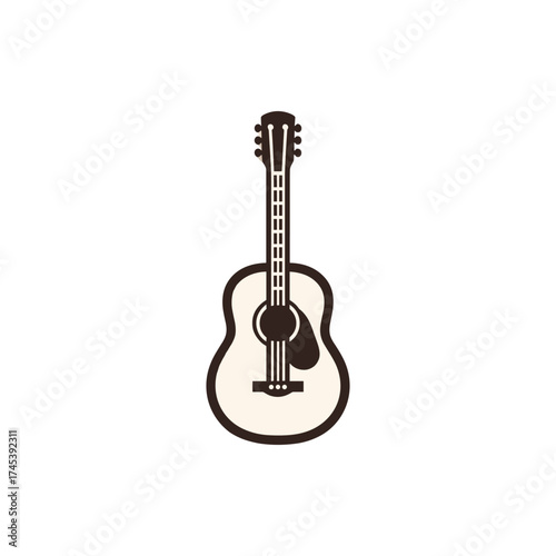 Acoustic guitar illustration showcasing its elegant design against a minimalist background