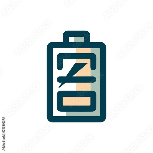 Battery icon representing energy storage with a minimalist design and vibrant colors