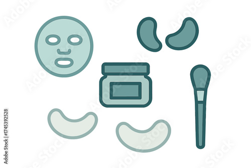 Cosmetic beauty tools and products for facial treatment and skin care routine