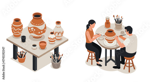 Creative pottery workshop artisans crafting traditional ceramic vases