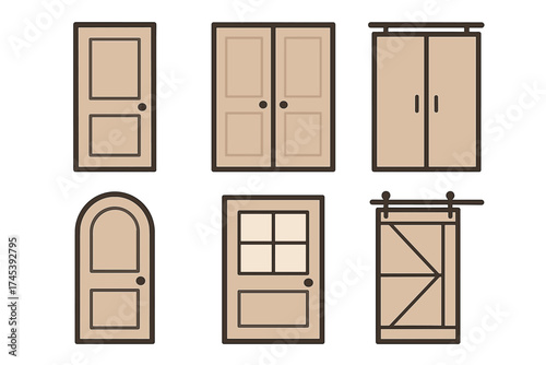 Collection of modern and classic door styles for home interior and architectural design
