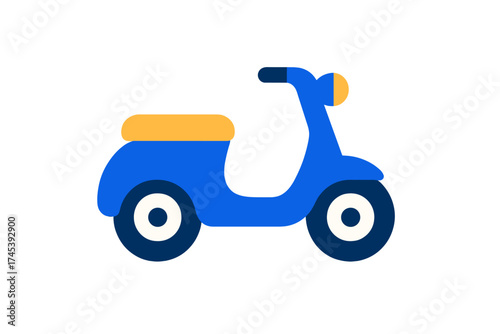 Bright blue and yellow retro style scooter for urban transportation and delivery