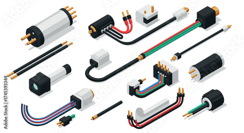 Isometric cable connectors and plugs set for electronic devices