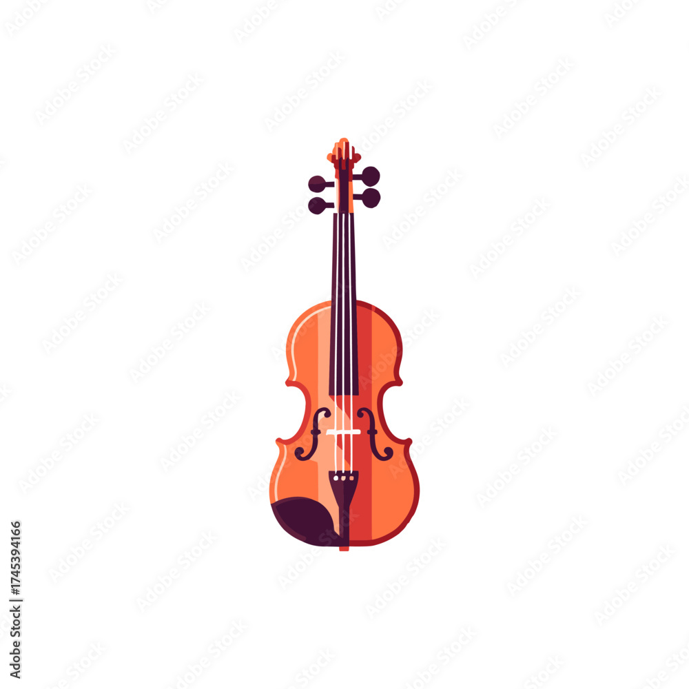 Fototapeta premium Elegant violin illustration with vibrant colors, showcasing musical artistry against a plain backdrop