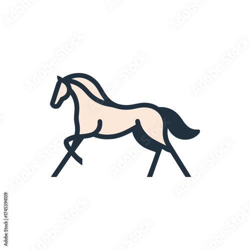 Elegant horse walking gracefully through a serene landscape, showcasing natural beauty and movement