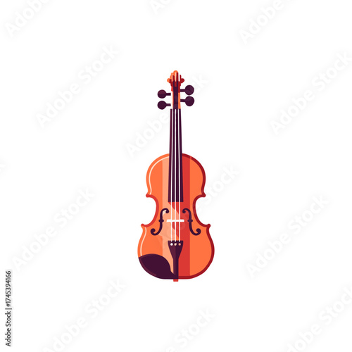 Elegant violin illustration with vibrant colors, showcasing musical artistry against a plain backdrop