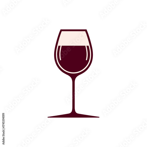 Elegant wine glass filled with red wine, set against a minimalist white background