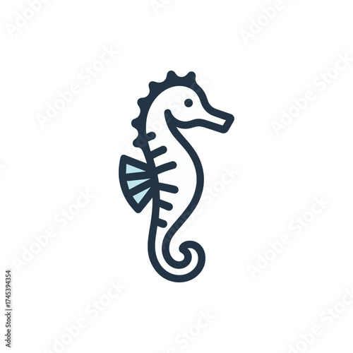 Illustrated seahorse swimming gracefully in a serene underwater environment