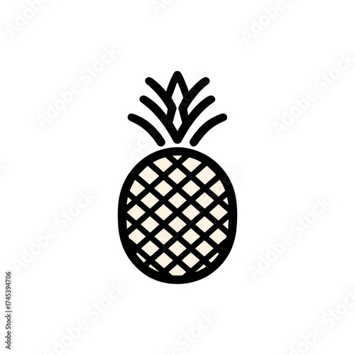 Minimalist illustration of a pineapple against a white background, ideal for food-related designs