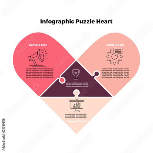 Modern love puzzle infographic for business report presentations and corporate communication reports. vector eps