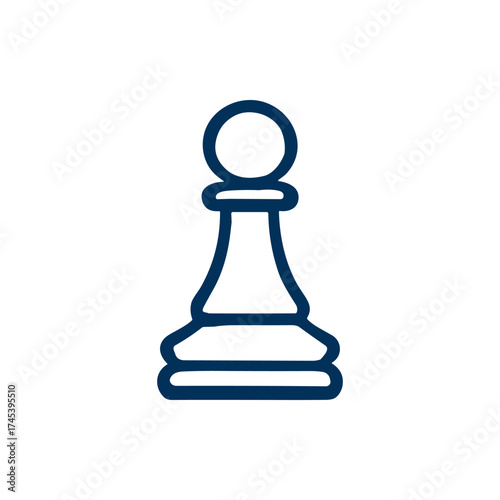 Simple illustration of a chess pawn piece, representing strategy and competition in a minimalistic style