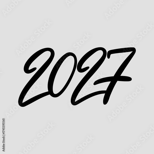 Black cursive number 2027 on a light gray background year new year