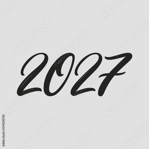 Black cursive number 2027 on a light gray background year new year