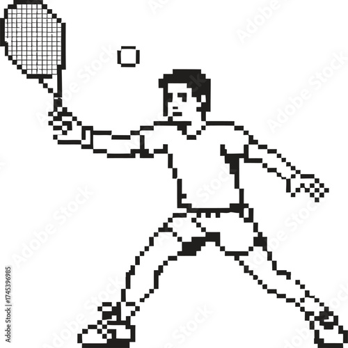 Man playing tennis hitting a forehand shot with a racket and ball