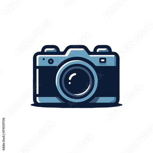 Vintage-style camera illustration with a sleek design on a plain background, suitable for photography themes