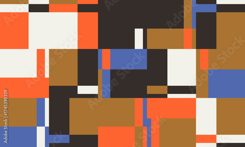 Abstract horizontal Geometric Artwork Design With Simple Shapes And Figures.