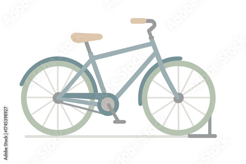 Minimalist flat design bicycle in soft pastel colors isolated on a clean white background