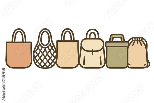 Diverse collection of reusable shopping bags and eco-friendly totes promoting sustainable living