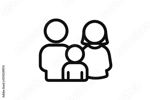 Simple Icon of a Family of Three: Parents and Child