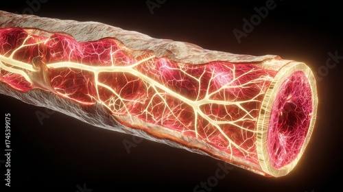 Detailed Close-Up of Human Vein Structure with Transparent Layers
