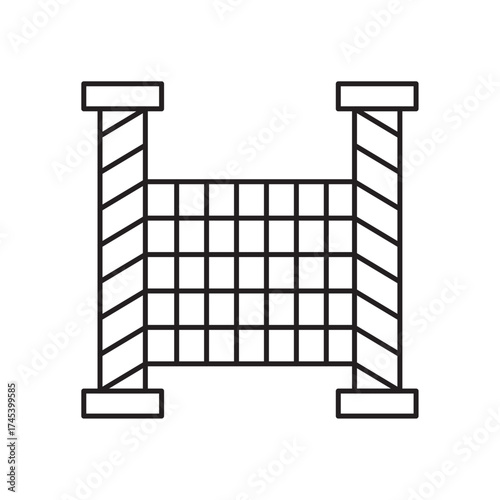 Fence line icon, outline barrier symbol, property boundary illustration.
