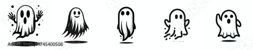  Vector set of ghost images on a white background