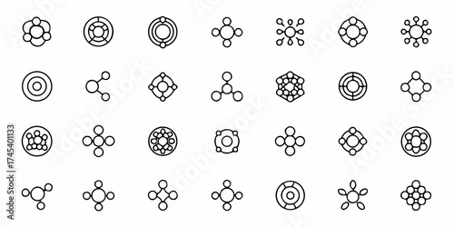 Elevate Your Brand with a Dynamic Collection of Modern Abstract Icons Representing Connection, Data, and Science, Perfect for Logos, Presentations, and Infographics