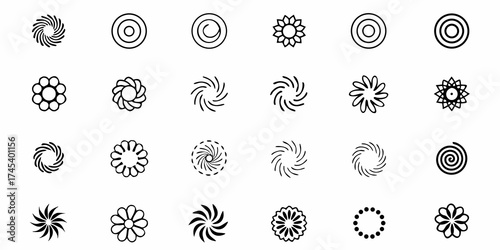 Elegant floral vector graphic elements for creative design projects, offering a variety of modern flower icons and abstract botanical shapes for logos and branding