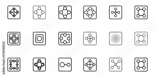 Diverse network icon set for data connections and digital relationships, perfect for illustrating complex systems and modern technology in your next project