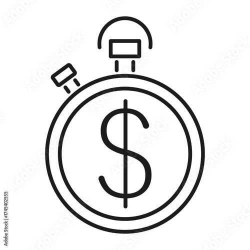 stopwatch with dollar line icon