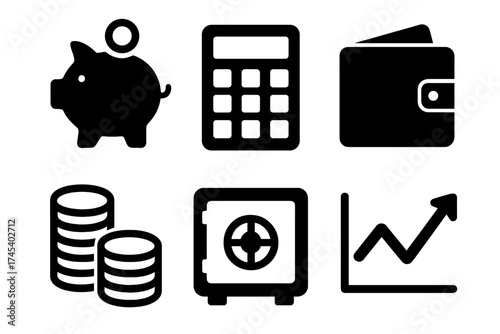 Essential financial concepts featuring savings, accounting, security, and investment