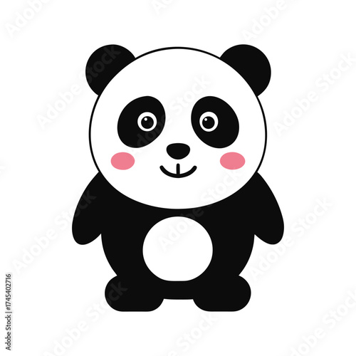 Vector art of cute panda bear cartoon, adorable animal character